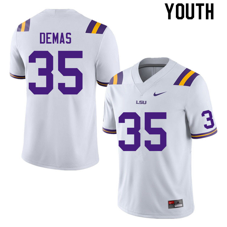 Youth #35 Nick Demas LSU Tigers College Football Jerseys Sale-White